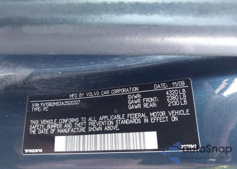 2010 Volvo S40 2.4I z USA, uszkodzony, nr VIN YV1382MS3A2500327